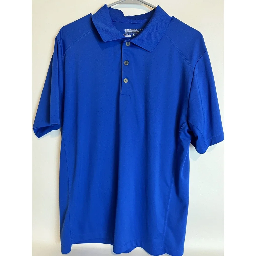 Nike Golf Shirt Mens Large Blue Polo S/s Dri Fit Casual Tour Performance